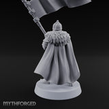 Banner Hoisting Standard Bearer Miniature for Dungeons and Dragons, Pathfinder or other TTRPGs