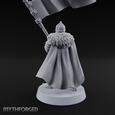 Banner Hoisting Standard Bearer Miniature for Dungeons and Dragons, Pathfinder or other TTRPGs