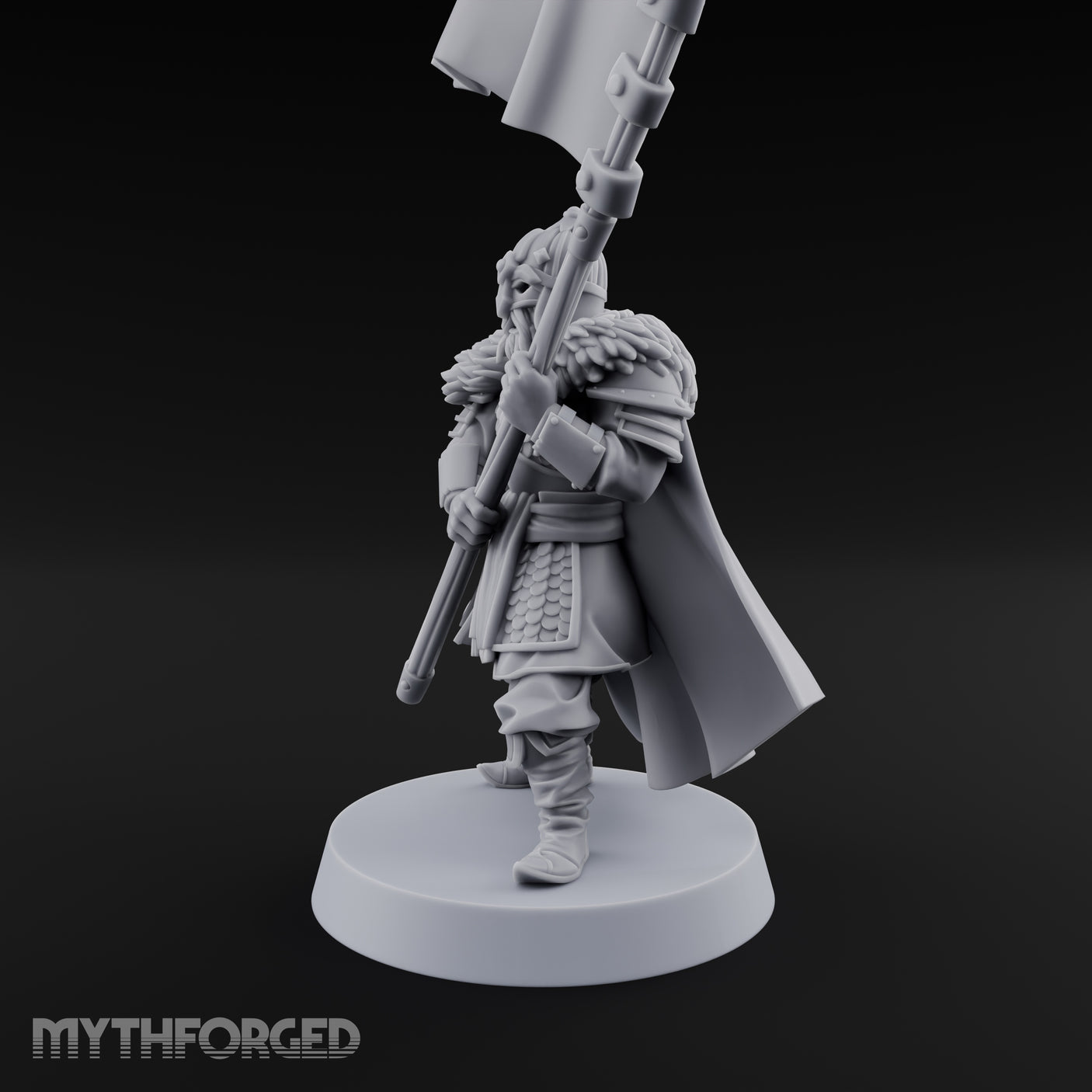 Banner Hoisting Standard Bearer Miniature for Dungeons and Dragons, Pathfinder or other TTRPGs