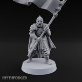Banner Hoisting Standard Bearer Miniature for Dungeons and Dragons, Pathfinder or other TTRPGs