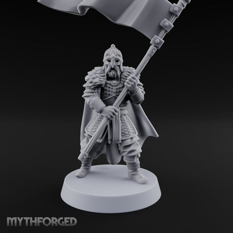 Banner Hoisting Standard Bearer Miniature for Dungeons and Dragons, Pathfinder or other TTRPGs