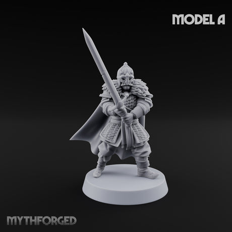 Scale-Clad Sword-Raising Northern Warrior A Miniature for Dungeons and Dragons, Pathfinder or other TTRPGs