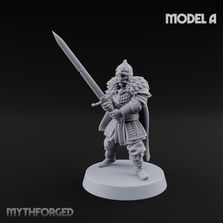 Scale-Clad Sword-Raising Northern Warrior A Miniature for Dungeons and Dragons, Pathfinder or other TTRPGs