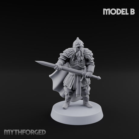 Scale-Clad Sword-Raising Northern Warrior B Miniature for Dungeons and Dragons, Pathfinder or other TTRPGs
