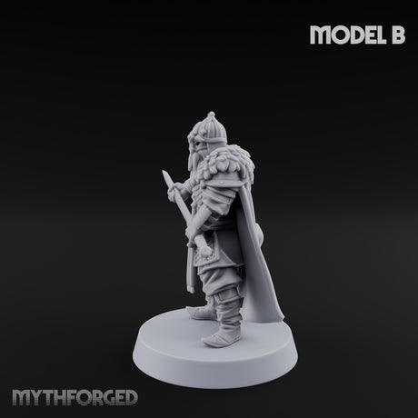 Scale-Clad Sword-Raising Northern Warrior B Miniature for Dungeons and Dragons, Pathfinder or other TTRPGs