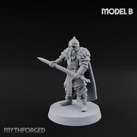Scale-Clad Sword-Raising Northern Warrior B Miniature for Dungeons and Dragons, Pathfinder or other TTRPGs
