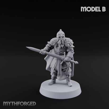 Scale-Clad Sword-Raising Northern Warrior B Miniature for Dungeons and Dragons, Pathfinder or other TTRPGs