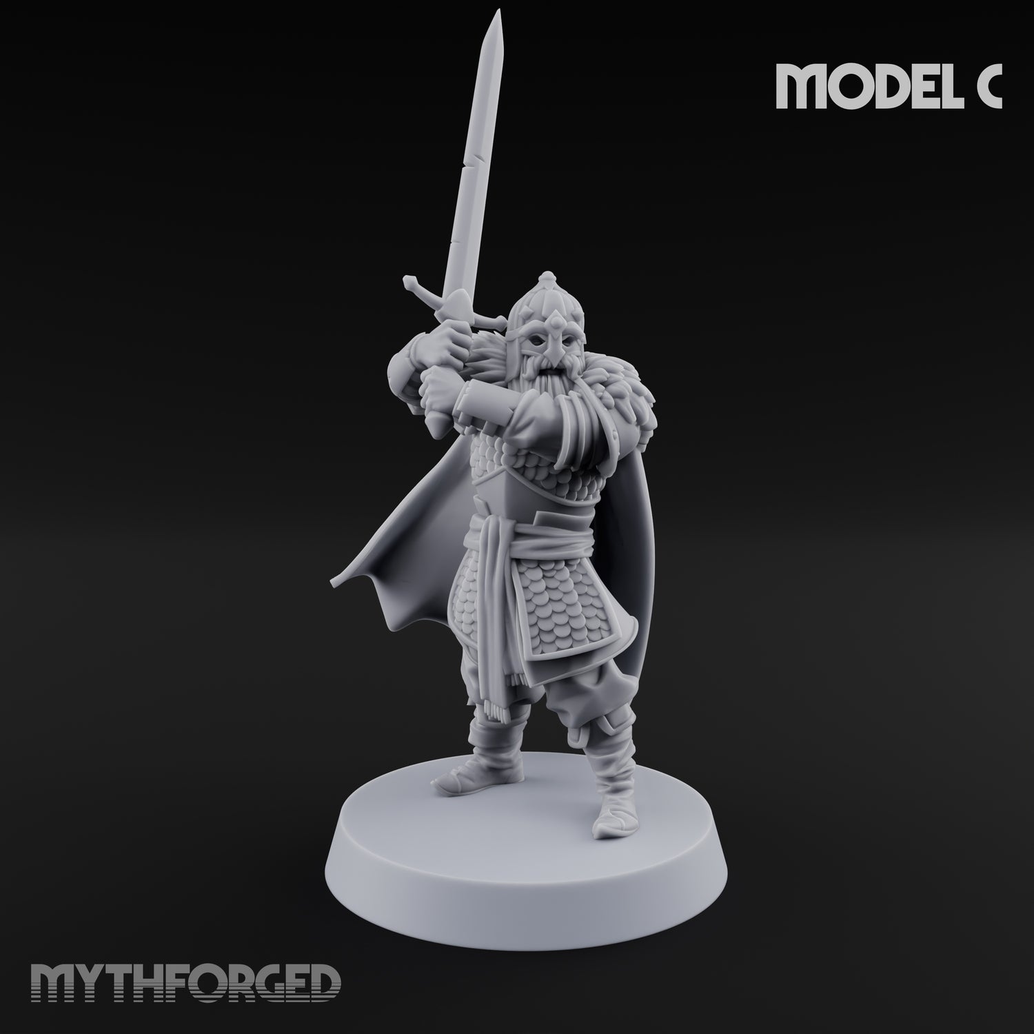 Scale-Clad Sword-Raising Northern Warriors Miniature for Dungeons and Dragons, Pathfinder or other TTRPGs