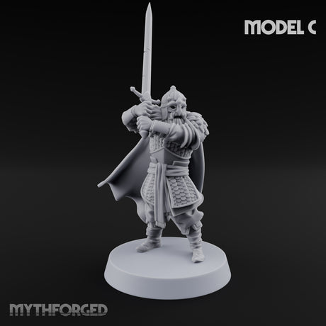 Scale-Clad Sword-Raising Northern Warrior C Miniature for Dungeons and Dragons, Pathfinder or other TTRPGs