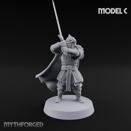Scale-Clad Sword-Raising Northern Warrior C Miniature for Dungeons and Dragons, Pathfinder or other TTRPGs