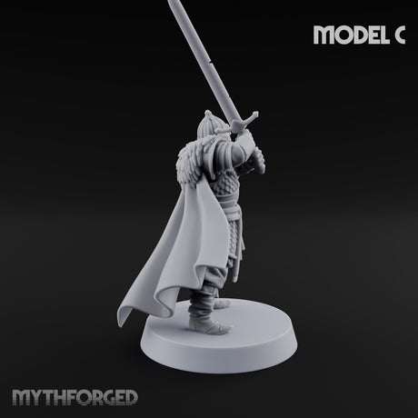 Scale-Clad Sword-Raising Northern Warrior C Miniature for Dungeons and Dragons, Pathfinder or other TTRPGs