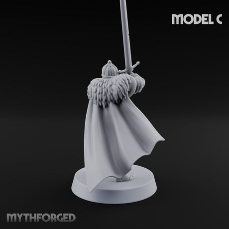 Scale-Clad Sword-Raising Northern Warrior C Miniature for Dungeons and Dragons, Pathfinder or other TTRPGs