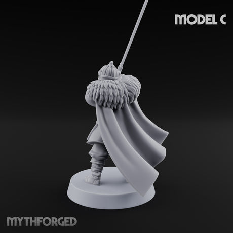 Scale-Clad Sword-Raising Northern Warrior C Miniature for Dungeons and Dragons, Pathfinder or other TTRPGs