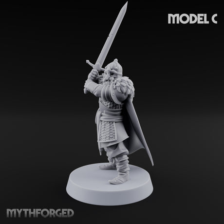 Scale-Clad Sword-Raising Northern Warrior C Miniature for Dungeons and Dragons, Pathfinder or other TTRPGs