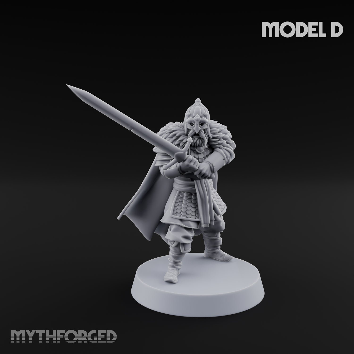 Scale-Clad Sword-Raising Northern Warriors Miniature for Dungeons and Dragons, Pathfinder or other TTRPGs