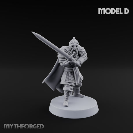 Scale-Clad Sword-Raising Northern Warrior D Miniature for Dungeons and Dragons, Pathfinder or other TTRPGs