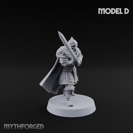 Scale-Clad Sword-Raising Northern Warrior D Miniature for Dungeons and Dragons, Pathfinder or other TTRPGs