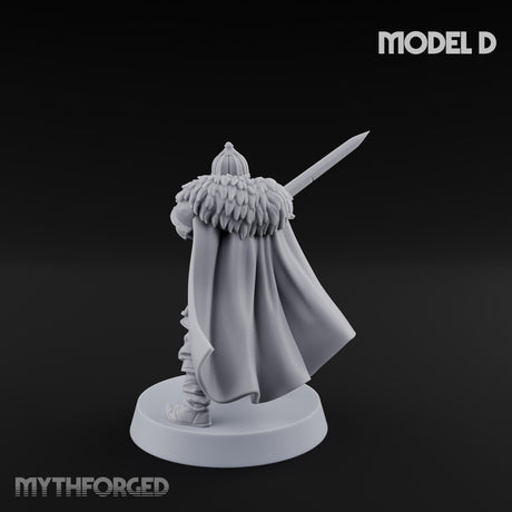Scale-Clad Sword-Raising Northern Warrior D Miniature for Dungeons and Dragons, Pathfinder or other TTRPGs