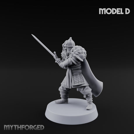 Scale-Clad Sword-Raising Northern Warrior D Miniature for Dungeons and Dragons, Pathfinder or other TTRPGs