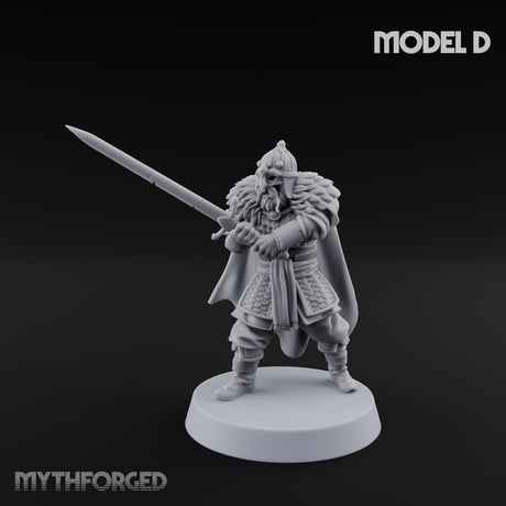 Scale-Clad Sword-Raising Northern Warrior D Miniature for Dungeons and Dragons, Pathfinder or other TTRPGs