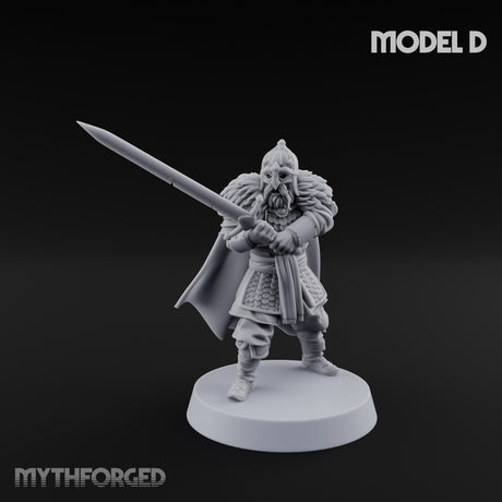 Scale-Clad Sword-Raising Northern Warrior D Miniature for Dungeons and Dragons, Pathfinder or other TTRPGs