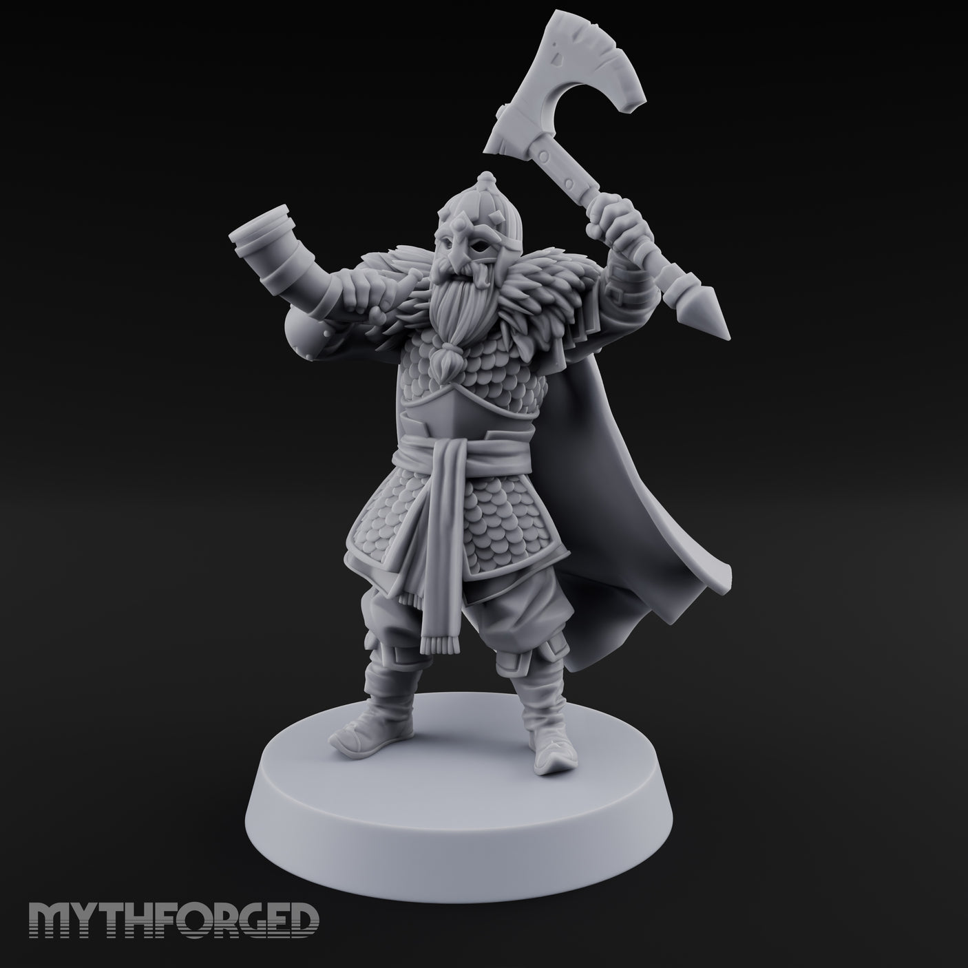 Horn Raising Rallying Chieftain Miniature for Dungeons and Dragons, Pathfinder or other TTRPGs