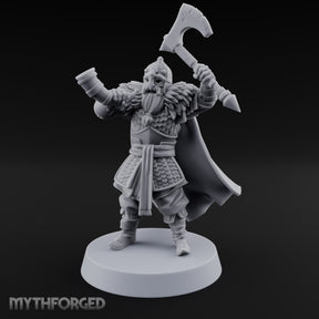Horn Raising Rallying Chieftain Miniature for Dungeons and Dragons, Pathfinder or other TTRPGs