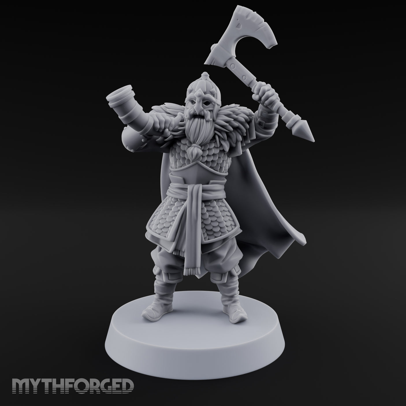Horn Raising Rallying Chieftain Miniature for Dungeons and Dragons, Pathfinder or other TTRPGs