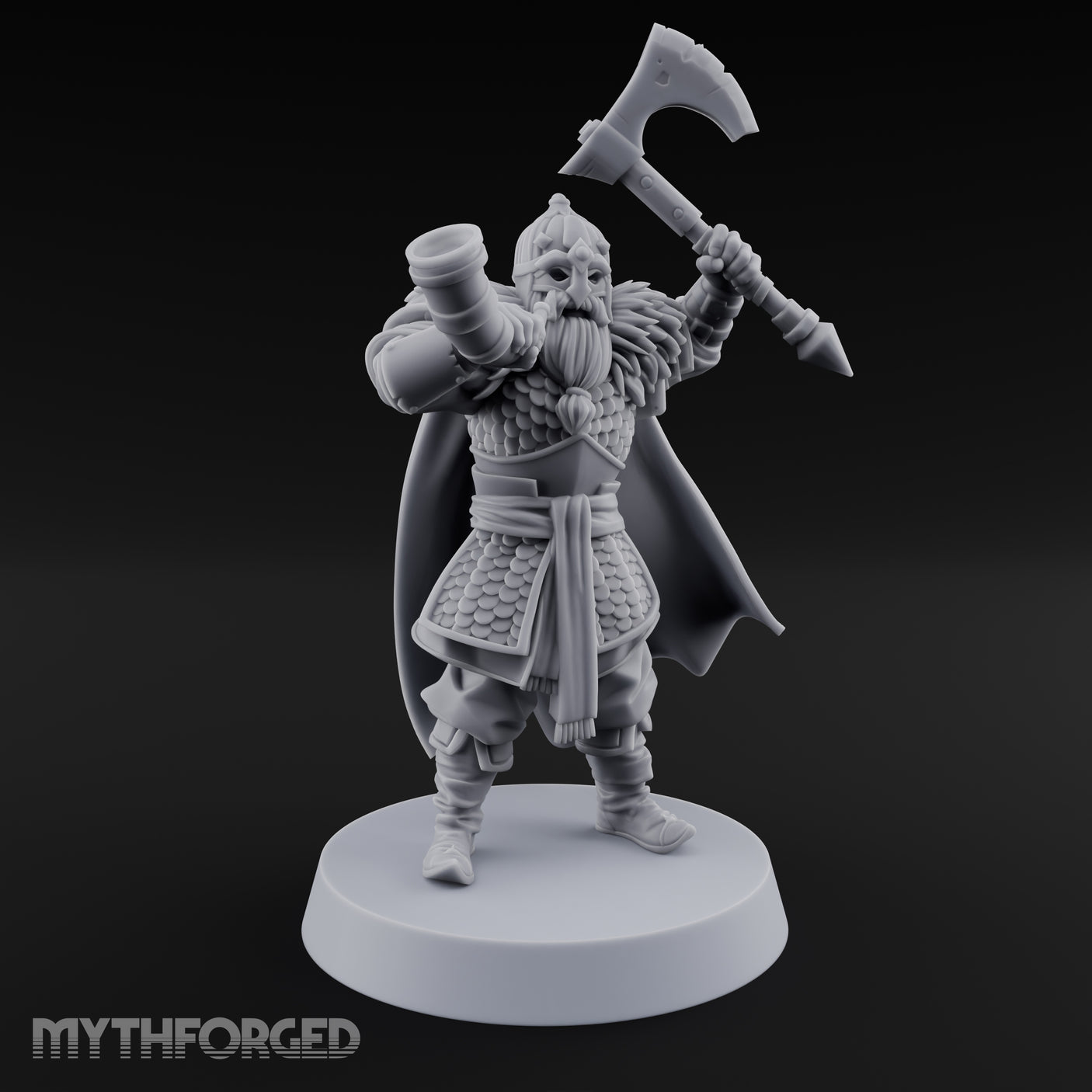 Horn Raising Rallying Chieftain Miniature for Dungeons and Dragons, Pathfinder or other TTRPGs