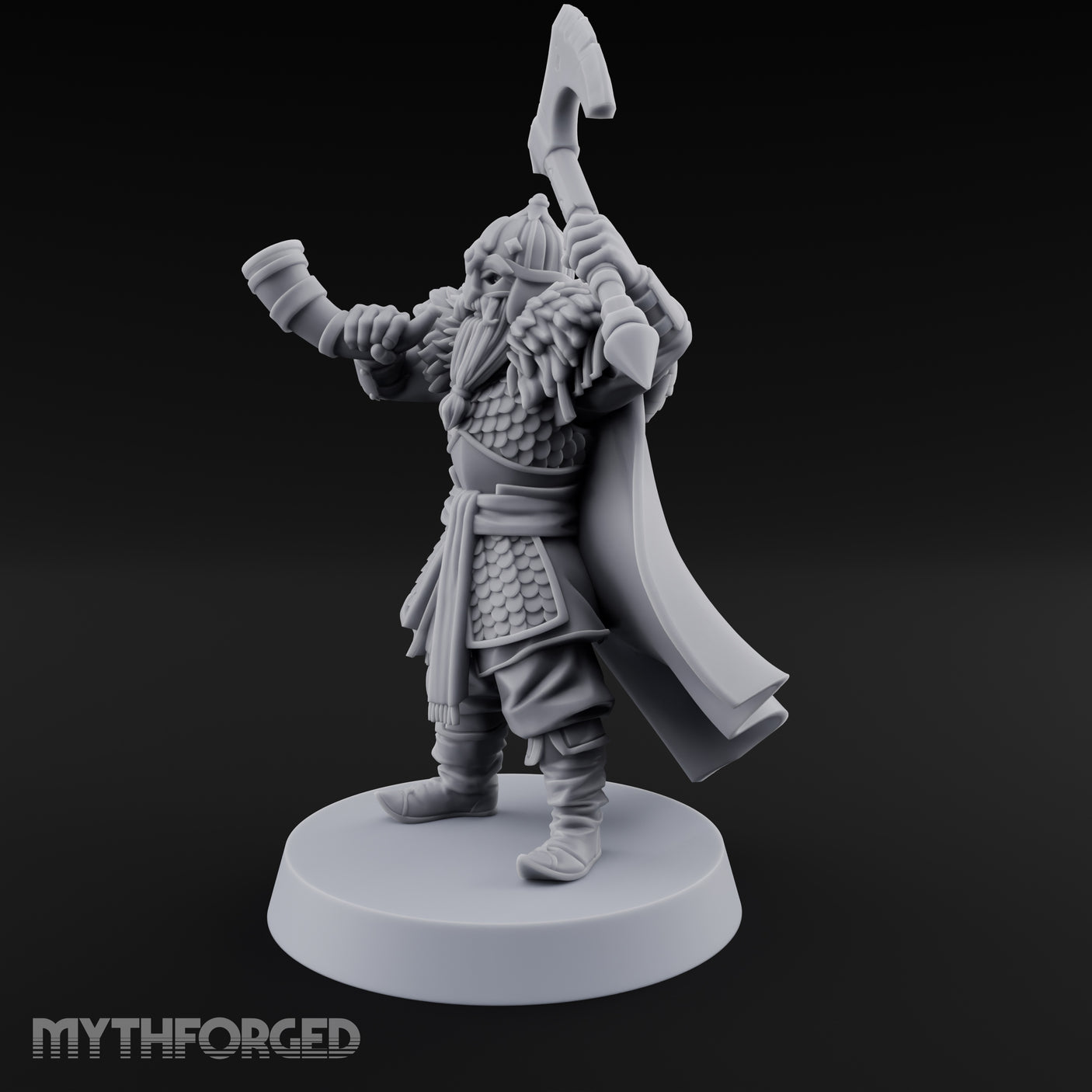 Horn Raising Rallying Chieftain Miniature for Dungeons and Dragons, Pathfinder or other TTRPGs