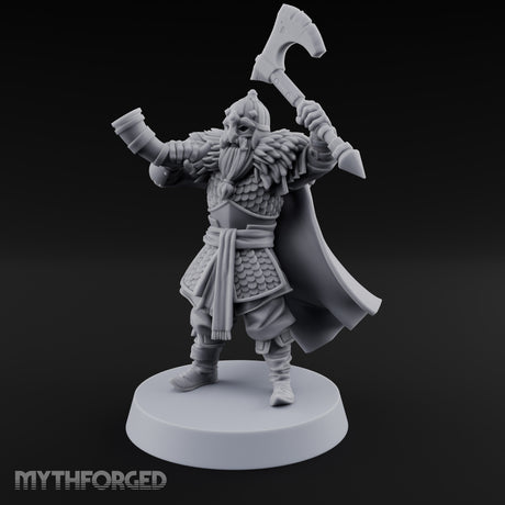 Horn Raising Rallying Chieftain Miniature for Dungeons and Dragons, Pathfinder or other TTRPGs