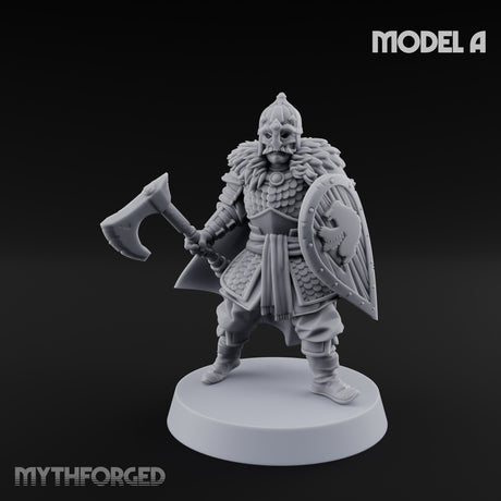 Scale-Clad Axe-Wielding Northern Warriors Miniature for Dungeons and Dragons, Pathfinder or other TTRPGs