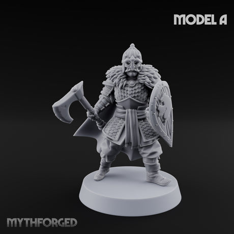 Scale-Clad Axe-Wielding Northern Warrior A Miniature for Dungeons and Dragons, Pathfinder or other TTRPGs