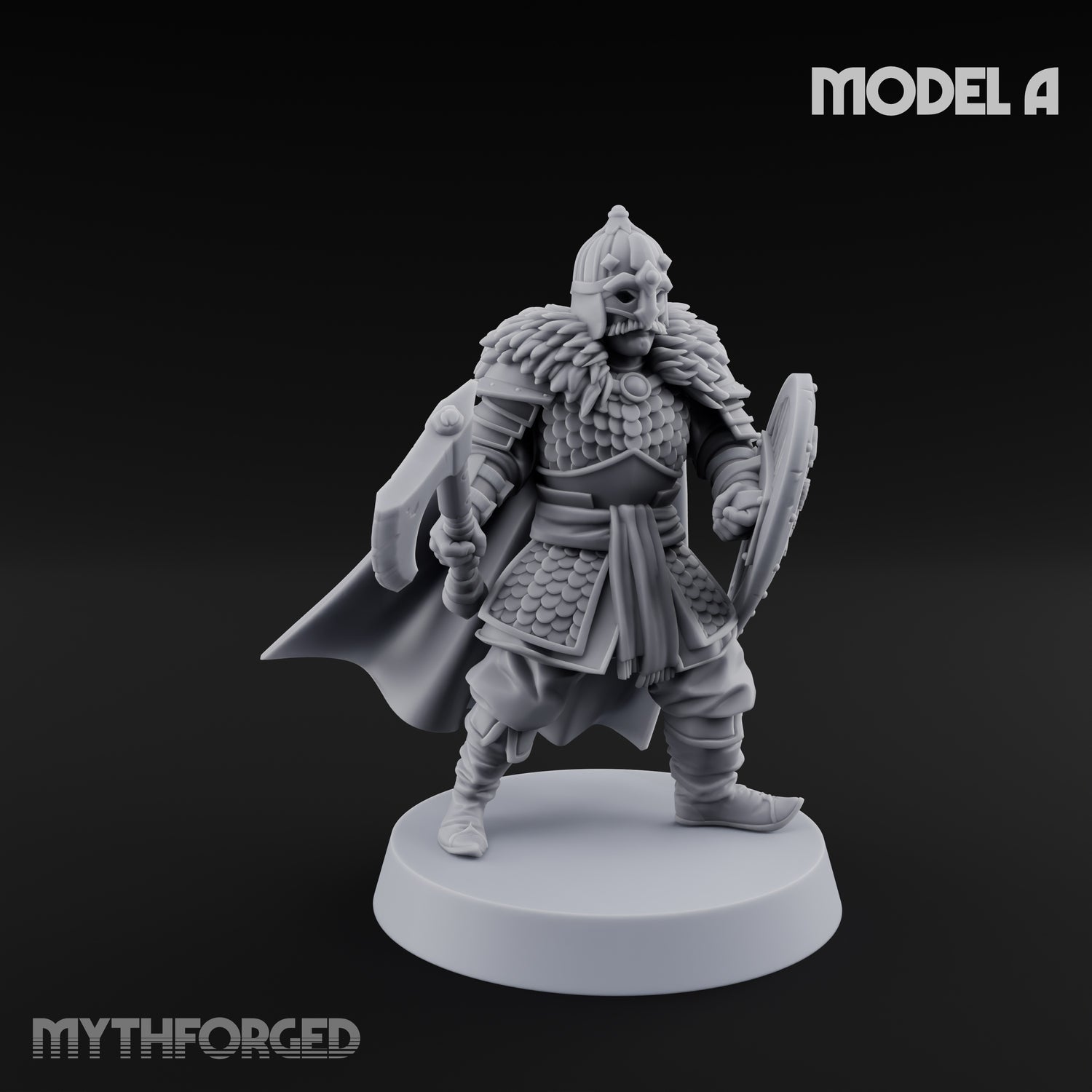 Scale-Clad Axe-Wielding Northern Warrior A Miniature for Dungeons and Dragons, Pathfinder or other TTRPGs