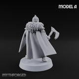Scale-Clad Axe-Wielding Northern Warrior A Miniature for Dungeons and Dragons, Pathfinder or other TTRPGs