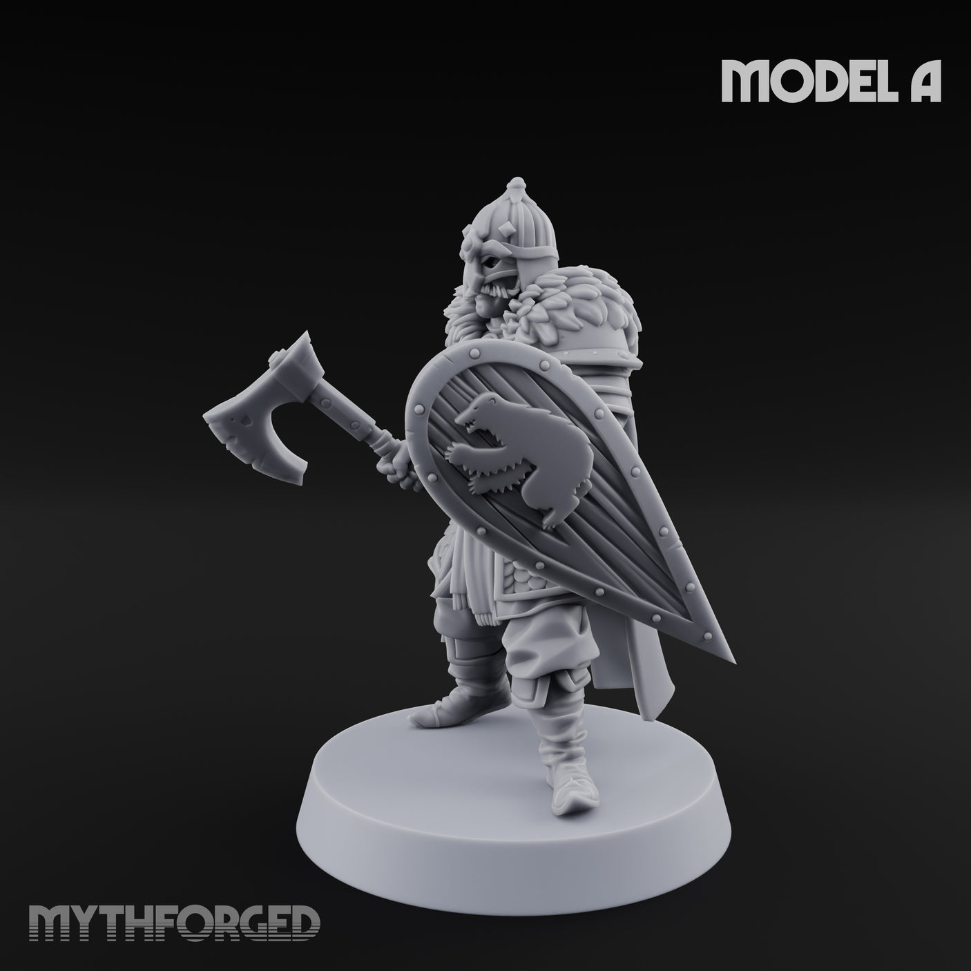 Scale-Clad Axe-Wielding Northern Warrior A Miniature for Dungeons and Dragons, Pathfinder or other TTRPGs
