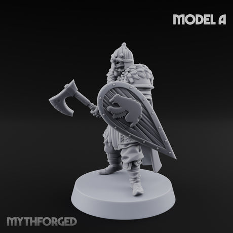 Scale-Clad Axe-Wielding Northern Warrior A Miniature for Dungeons and Dragons, Pathfinder or other TTRPGs
