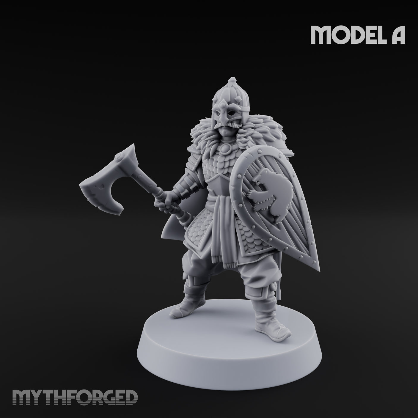 Scale-Clad Axe-Wielding Northern Warrior A Miniature for Dungeons and Dragons, Pathfinder or other TTRPGs
