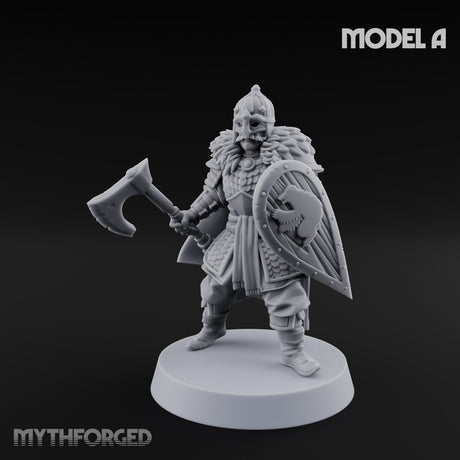Scale-Clad Axe-Wielding Northern Warrior A Miniature for Dungeons and Dragons, Pathfinder or other TTRPGs