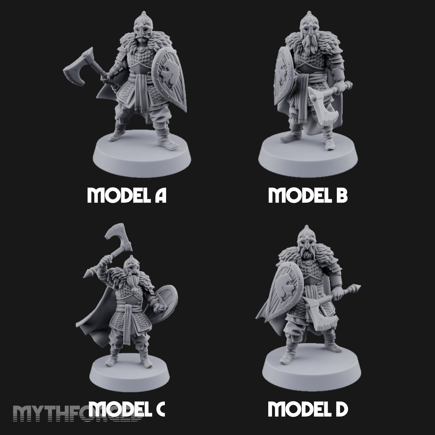Scale-Clad Axe-Wielding Northern Warriors Miniature for Dungeons and Dragons, Pathfinder or other TTRPGs