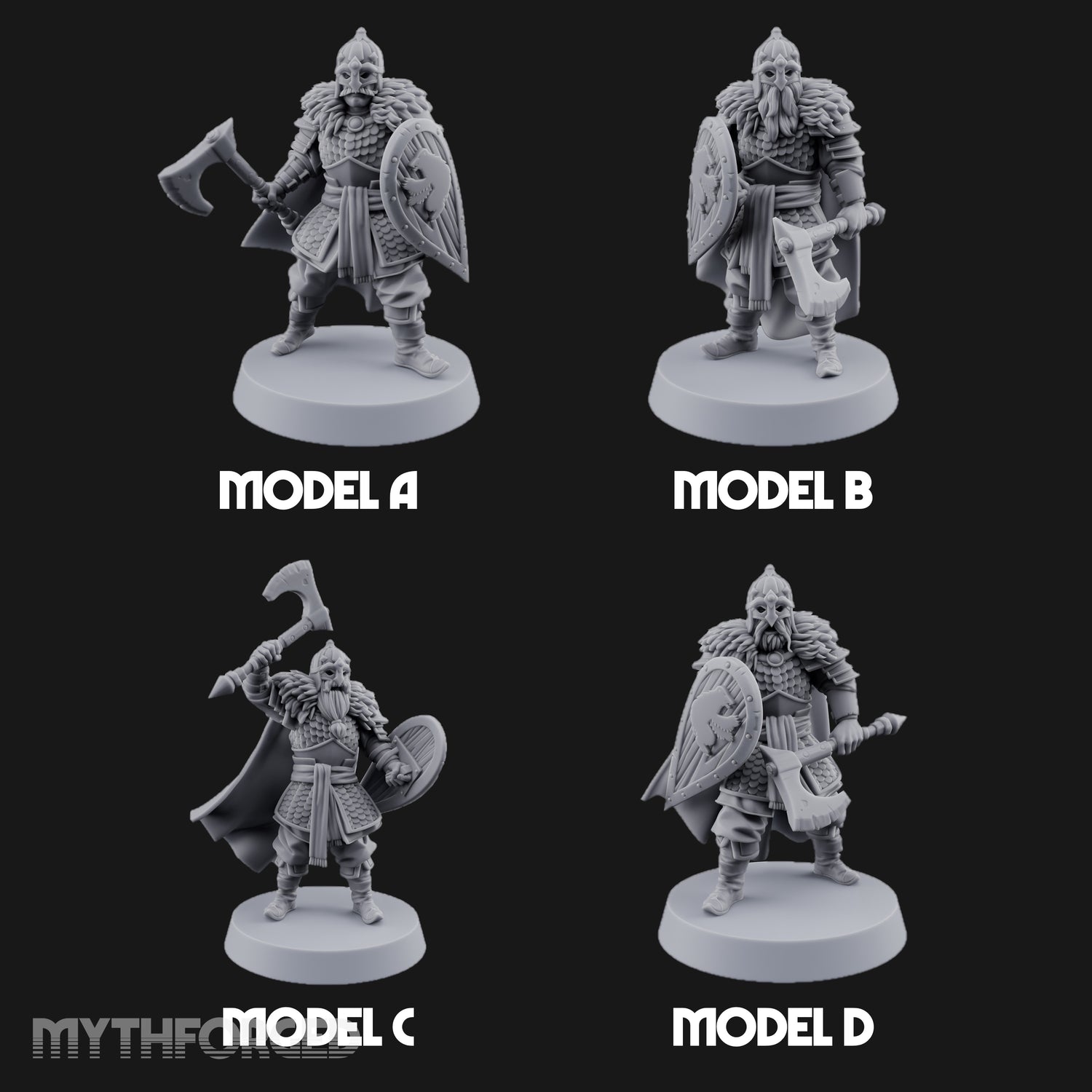 Scale-Clad Axe-Wielding Northern Warriors Miniature for Dungeons and Dragons, Pathfinder or other TTRPGs