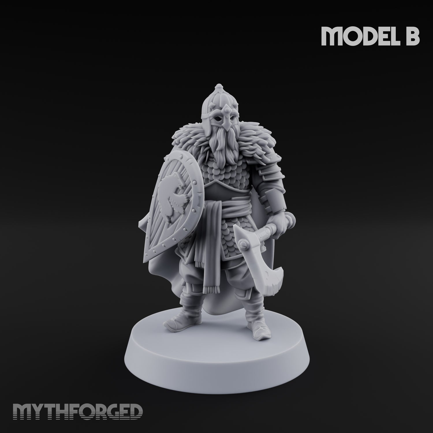 Scale-Clad Axe-Wielding Northern Warrior B Miniature for Dungeons and Dragons, Pathfinder or other TTRPGs