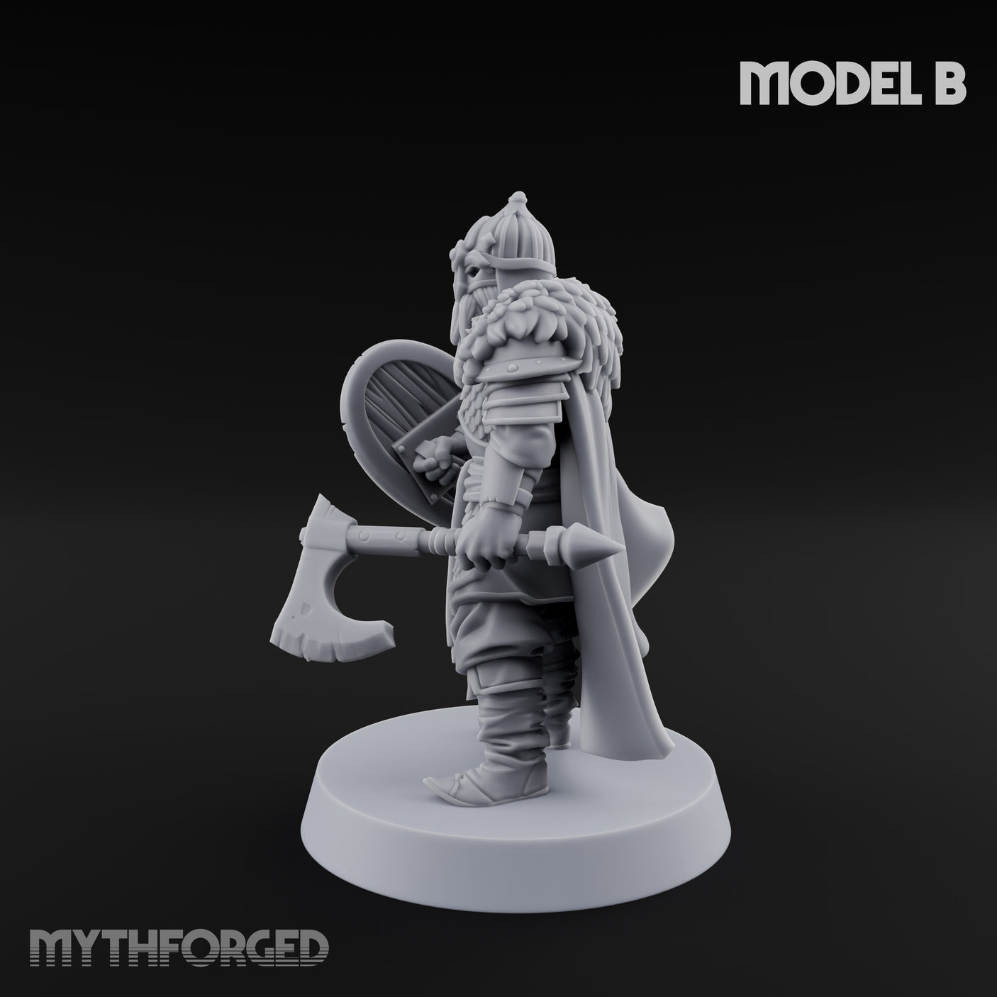 Scale-Clad Axe-Wielding Northern Warrior B Miniature for Dungeons and Dragons, Pathfinder or other TTRPGs