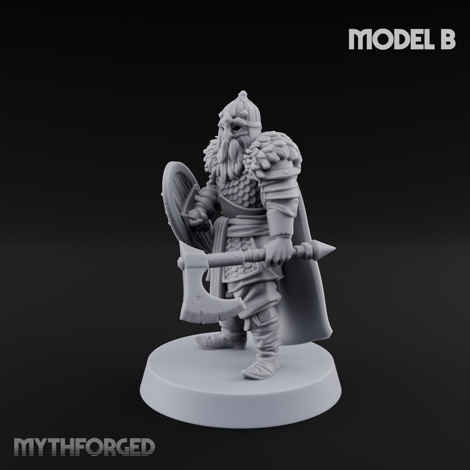 Scale-Clad Axe-Wielding Northern Warrior B Miniature for Dungeons and Dragons, Pathfinder or other TTRPGs