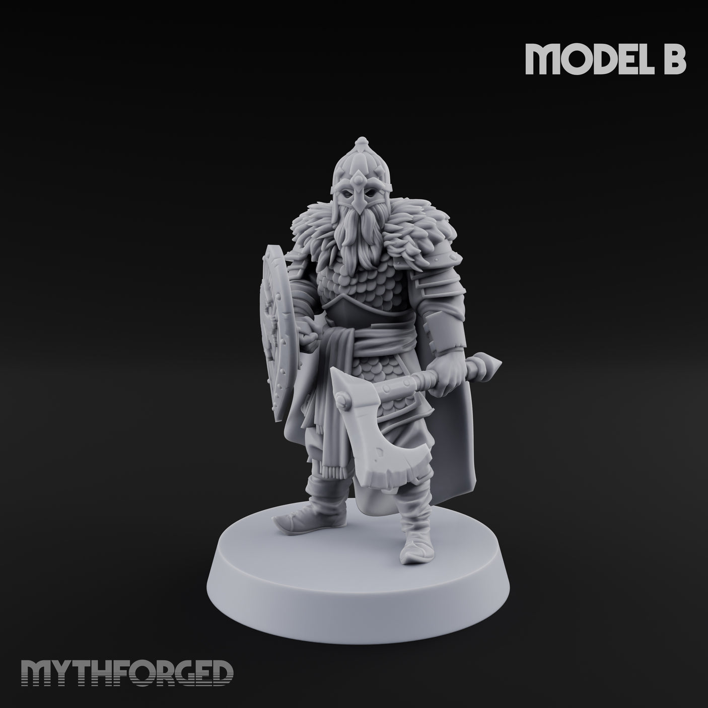Scale-Clad Axe-Wielding Northern Warrior B Miniature for Dungeons and Dragons, Pathfinder or other TTRPGs