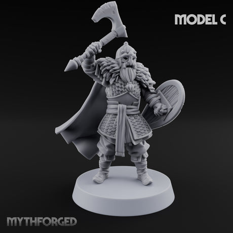 Scale-Clad Axe-Wielding Northern Warrior C Miniature for Dungeons and Dragons, Pathfinder or other TTRPGs