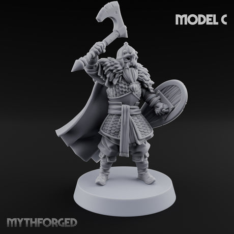 Scale-Clad Axe-Wielding Northern Warrior C Miniature for Dungeons and Dragons, Pathfinder or other TTRPGs
