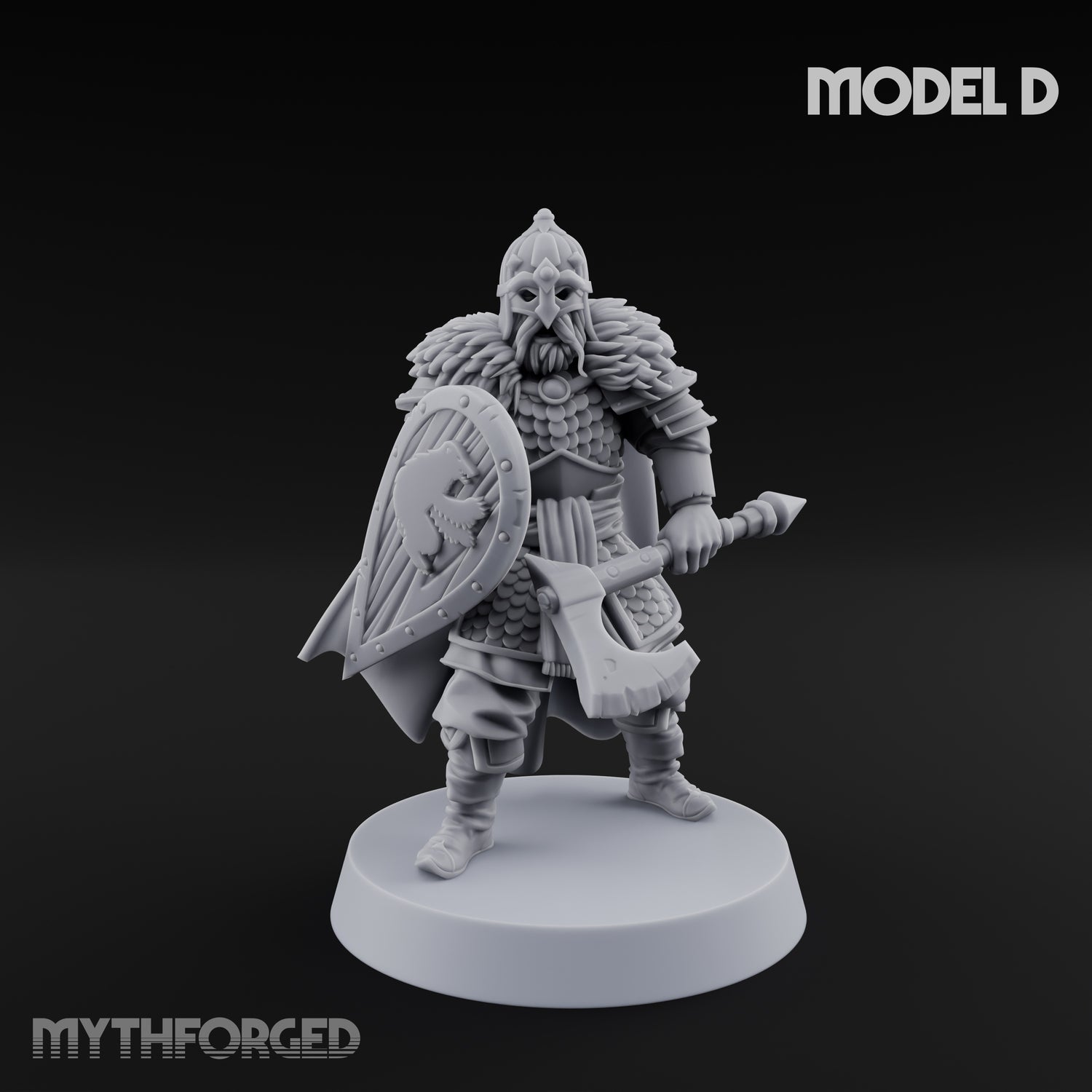 Scale-Clad Axe-Wielding Northern Warrior D Miniature for Dungeons and Dragons, Pathfinder or other TTRPGs