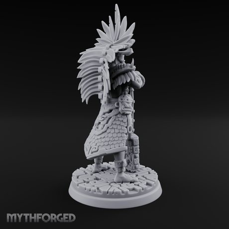 Aztec Inspired Feather Crowned  Hobgoblin Leader Miniature for Dungeons and Dragons, Pathfinder or other TTRPGs