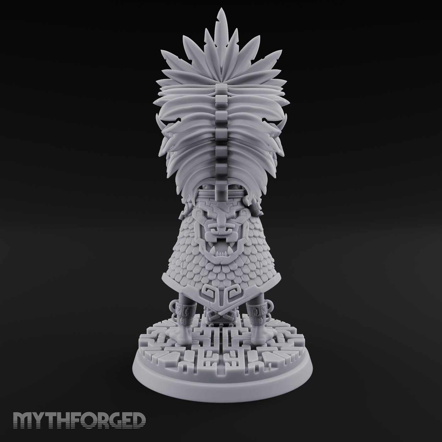Aztec Inspired Feather Crowned  Hobgoblin Leader Miniature for Dungeons and Dragons, Pathfinder or other TTRPGs